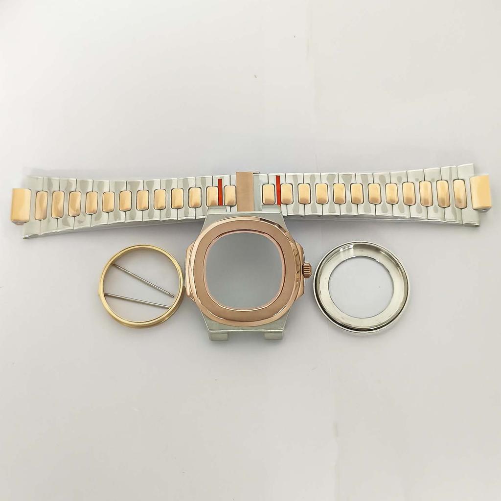41mm Rose Gold Stainless Steel Watch Case Sapphire Glass Waterproof Watches Accessories for NH35 NH36 4R36 7S Movement