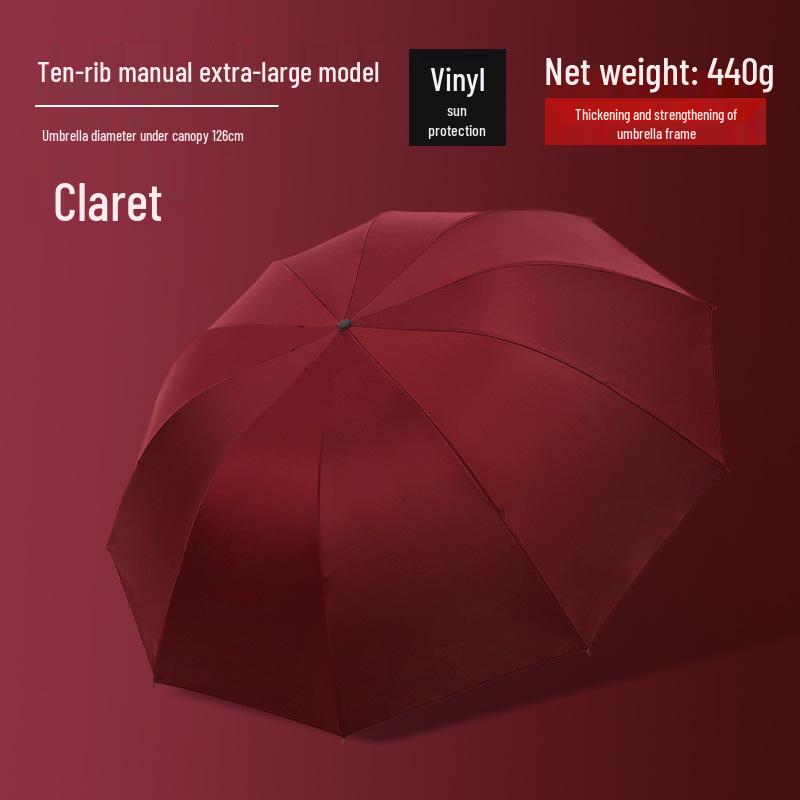 Customized Men's 10-Rib Automatic Sun & Rain Triple Folding Umbrella