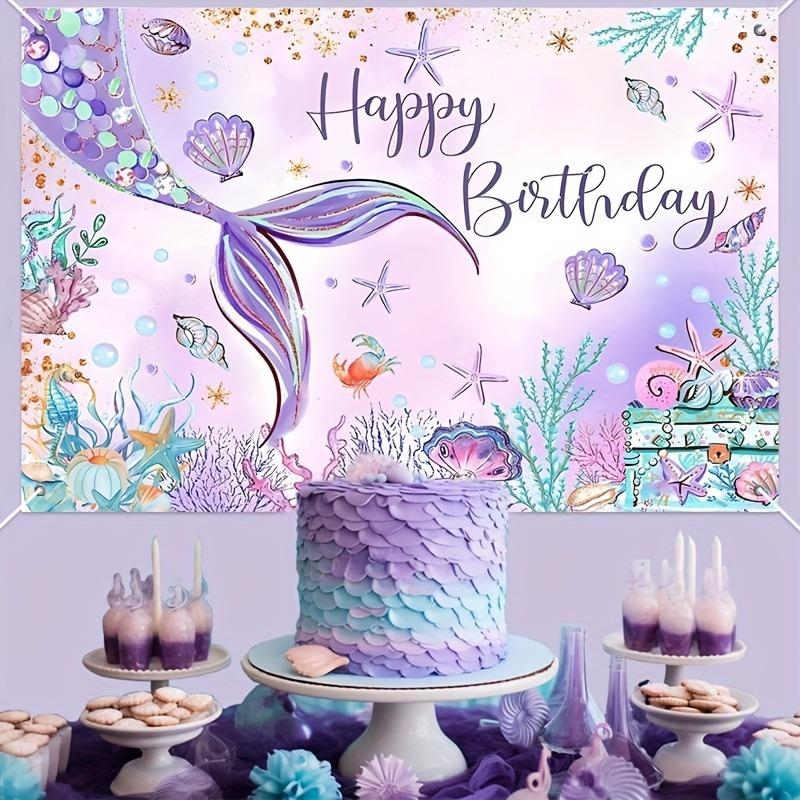 Mermaid - Inspired - Dreamy Happy Birthday Backdrop,Tapestries, Party Decorations, Birthday Carnival Celebration Gifts