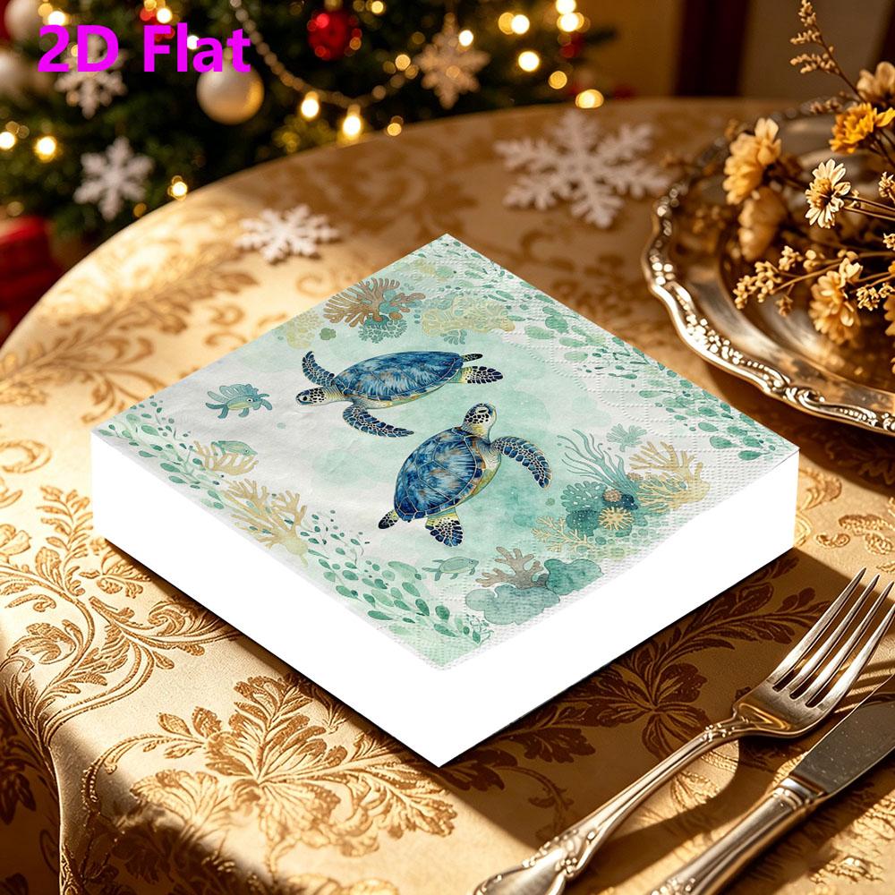 20pcs Disposable Napkins with Sea Turtle Pattern Print for Wedding,Parties,and Daily Use for Thanksgiving Fall Christmas Table Decoration