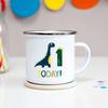 Number 1-9 Boys Dinosaur Enamel Mugs Creative Cartoon Animal Kids Dessert Juice Cola Cups Kindergarten Baby Child Birthday Gifts