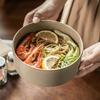 Japanese Ramen Bowl Retro Straight Ceramic Bowl Household Round Bowl Vegetable Bowl Fruit Salad Bowl Restaurant Tableware Soup Bowl