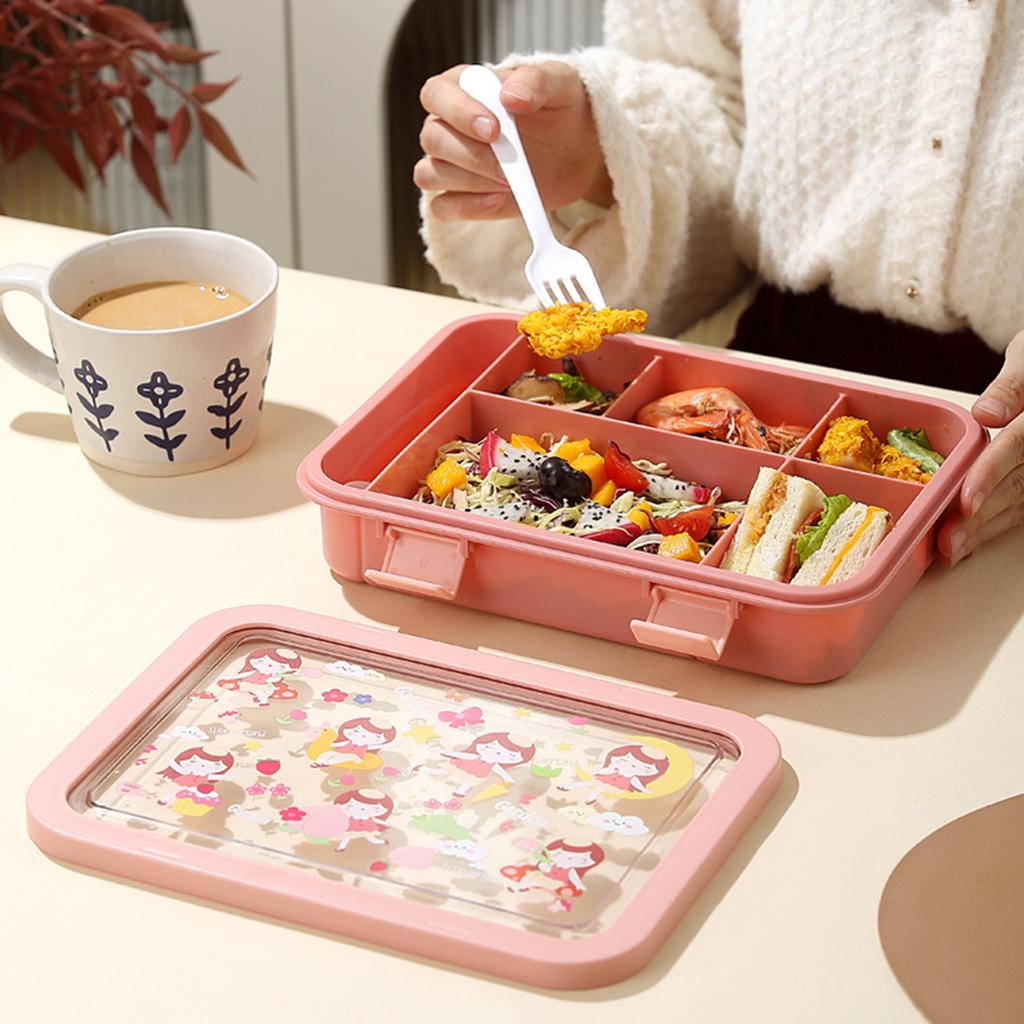 Großes Fassungsvermögen 1500ml Kinder Meal Prep Behälter Bruchfest Schulbrotdose Mit Unterteilten Fächern & Besteck