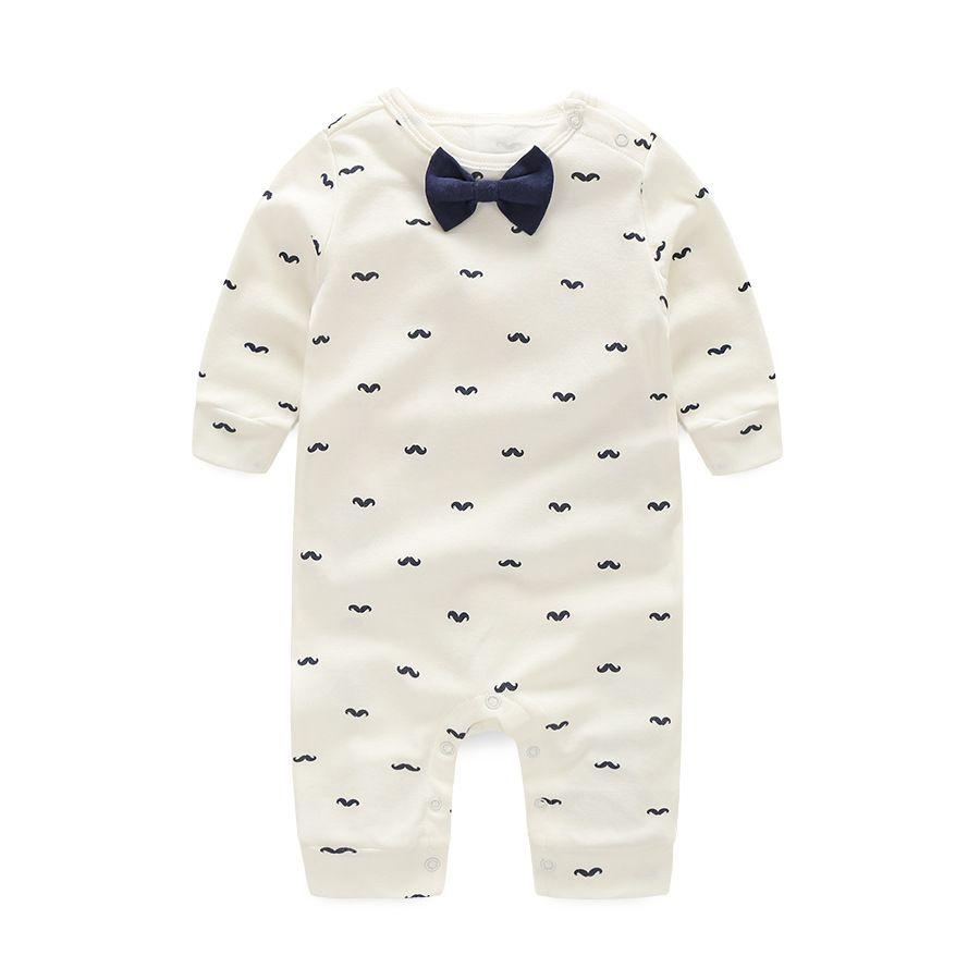 Baby Long Sleeve Cotton Romper With Bow For Toddler Crawling And Play