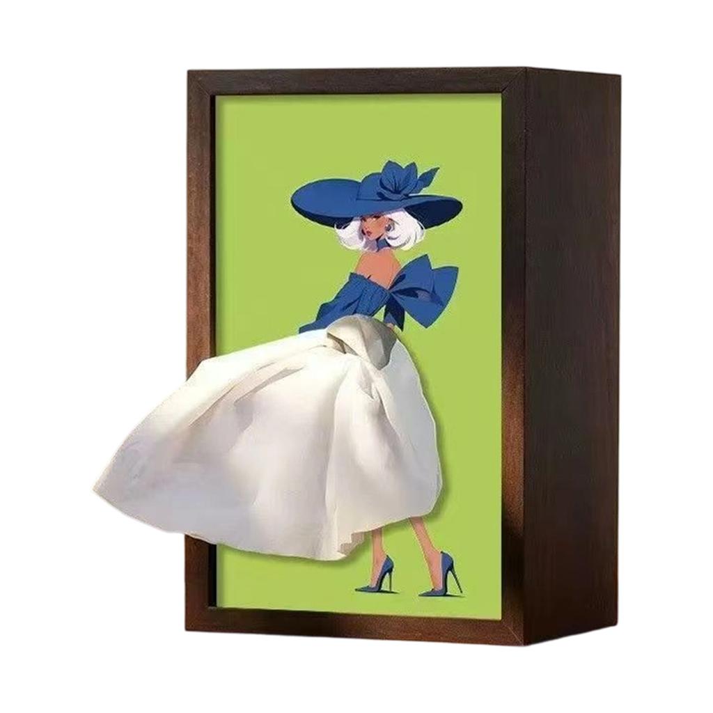 Creative Dress Shaped Tissue Box with Pattern - Decorative Tissue Holder for Living Room Desktop