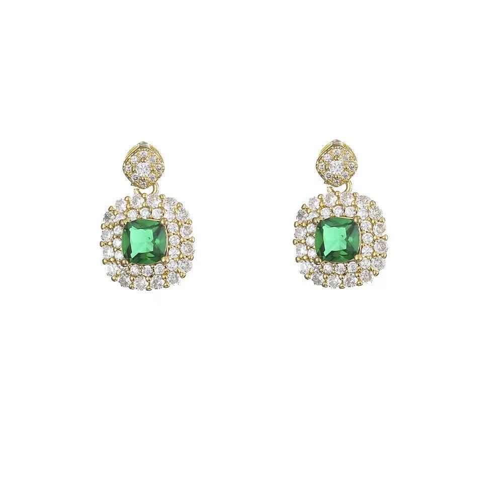 Luxury Simple Double Heart-shaped Necklace Earrings Sets Exquisite Zircon Ear Studs Pendant Chain Women's Wedding Jewelry Gifts