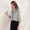 Women's Mulberry Silk New Chinese Style 3/4 Sleeve Jacquard Top