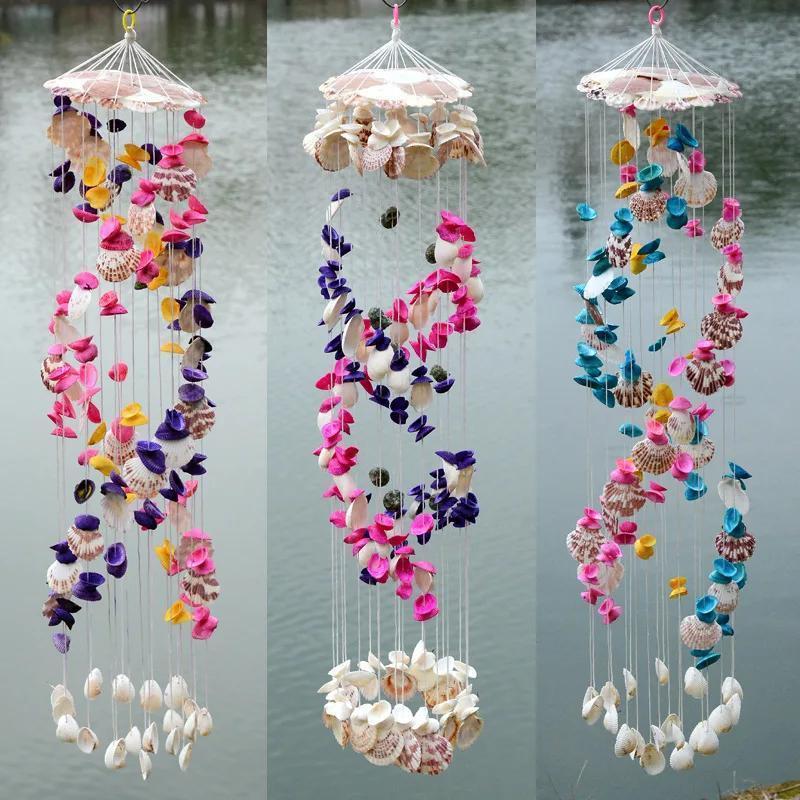 Colorful Shell Wind Chime Decoration Creative Door Window Decor Wind Chime Mediterranean Style Wrapped Wind Chime Hanging Decor