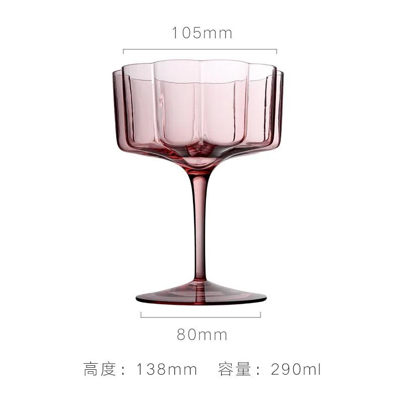 Colorful Lace Crystal Glass Ice Cream Bowl Petal Goblets Creative Cocktail Glasses For Parties And Special Occasions