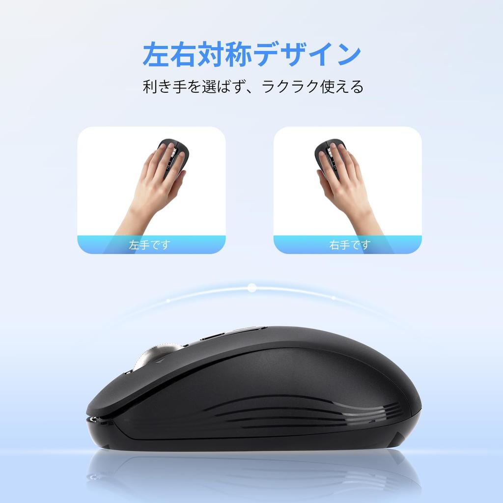 Wireless Bluetooth Mouse, Multi-Device & OS Compatible, Easy Switching, 4-Way Scrolling, 4 DPI Levels, Ambidextrous, Quiet Click, Includes AA