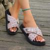 2025 New Fashion Rivets Platform Sandals Women Black Cross Strap Thick Sole Slippers Woman Plus Size Metal Buckle Summer Slides