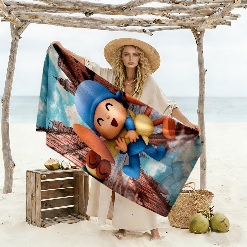 Pocoyo Beach Towel Super Soft Microfiber Quickdry Fabric Comfortable Lightweight Suitable for Sports, Travel, Swimming, Yoga, Bathroom, Beach, And Poo
