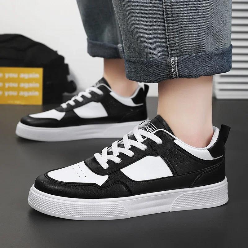 Leather Men Casual Sneakers Lightweight Mens Walking Running Shoes Outdoor Breathable Platform White Man Tennis Sports Shoes
