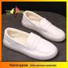 2025 Women's Versatile Soft Sole Flat Nurse Shoes - White Leather for Spring & Autumn