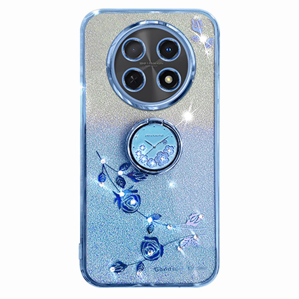KADEM For Realme 13 Pro 5G (Global)/13 Pro+ 5G (Global) Case Ring Kickstand TPU Flowers Phone Cover Gradient Glitter