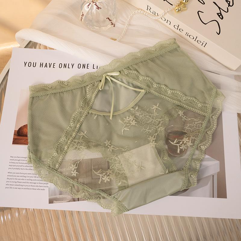 Women's Panties Sexy Briefs Women's Hollow out Semi-Transparent Soft Breathable Triangle Underwear Lace Flower Pattern Plus Size