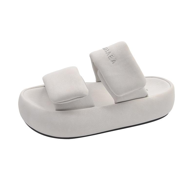 Bread slippers women wear Velcro thick-soled flip-flops summer new lazy beach sandals