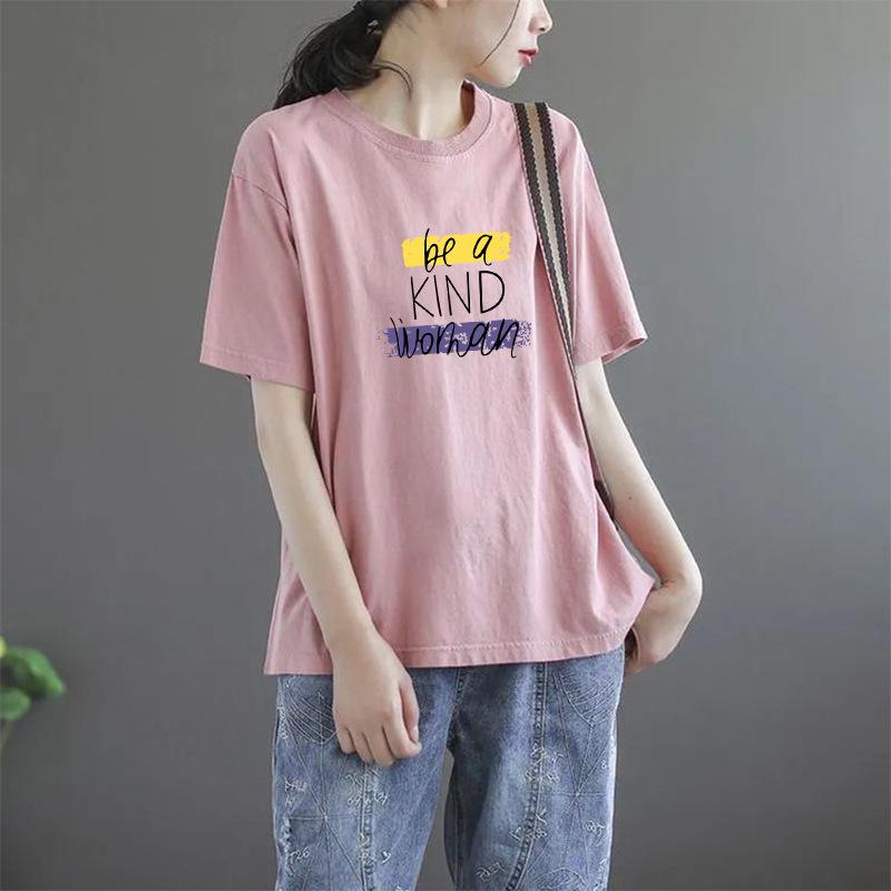 2025 Korean Style Women's Loose Letter Print Slimming T-Shirt