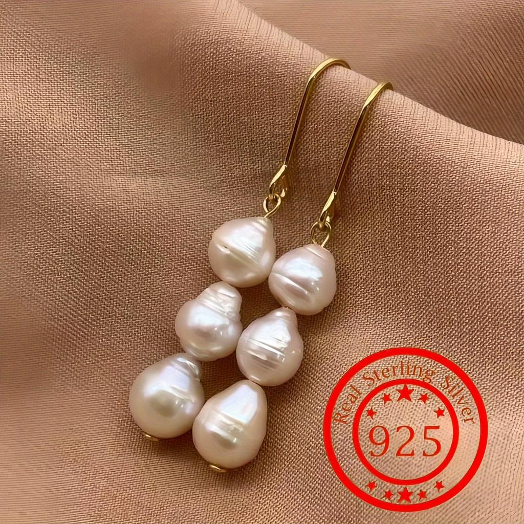 925 Sterling Silver Fashion Wedding Jewelry Earrings Silver Pearl Earrings, Minimalist Style Women's Earrings The First Choice for Giving Gifts