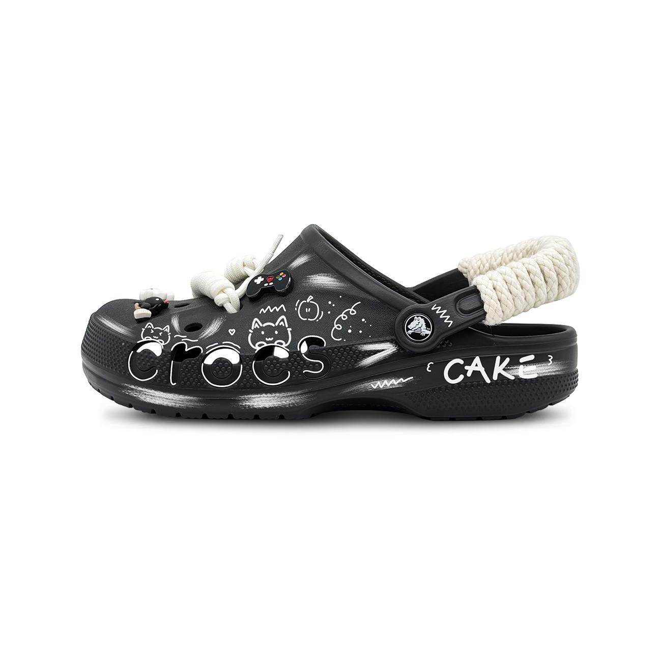 

Crocs Baya Clog Cake Meow EVA Fashion Graffiti Versatile Hole Shoes Unisex Black 43-44 чёрный