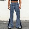INCERUN Men Casual Drawstring Elastic Waist Hooded Long Sweatpants Flare Pants Trousers