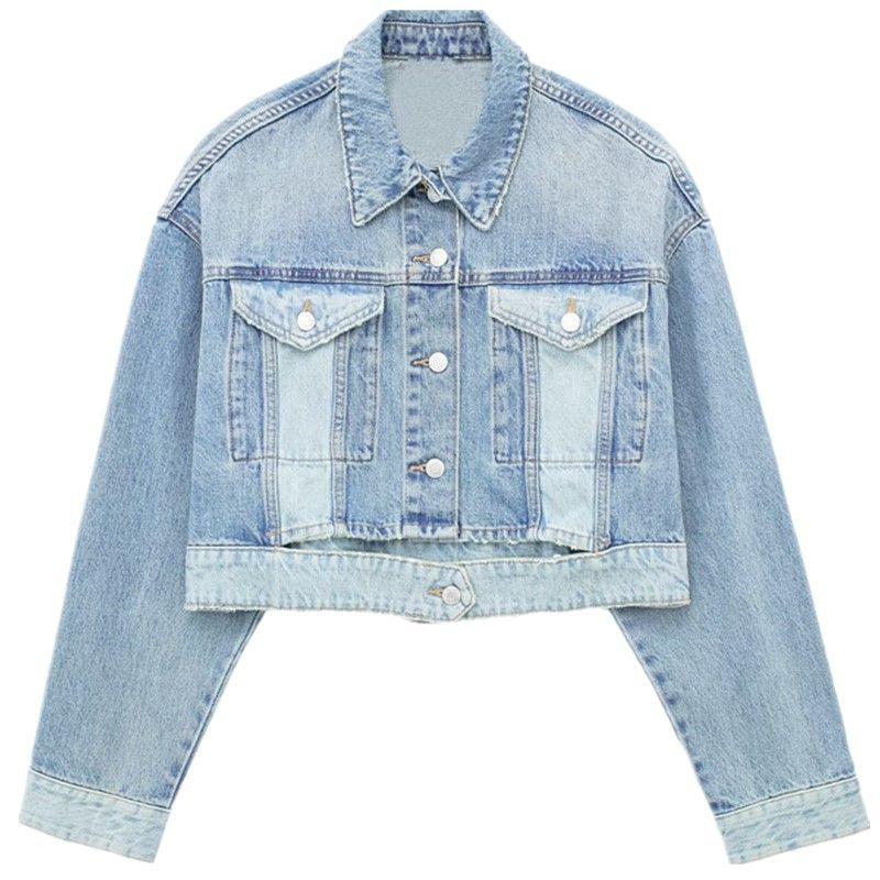 

Модный стиль Весенняя мода Трендовая женская джинсовая куртка-пальто свободного кроя с открытым дизайном 4365072 406 Blue L