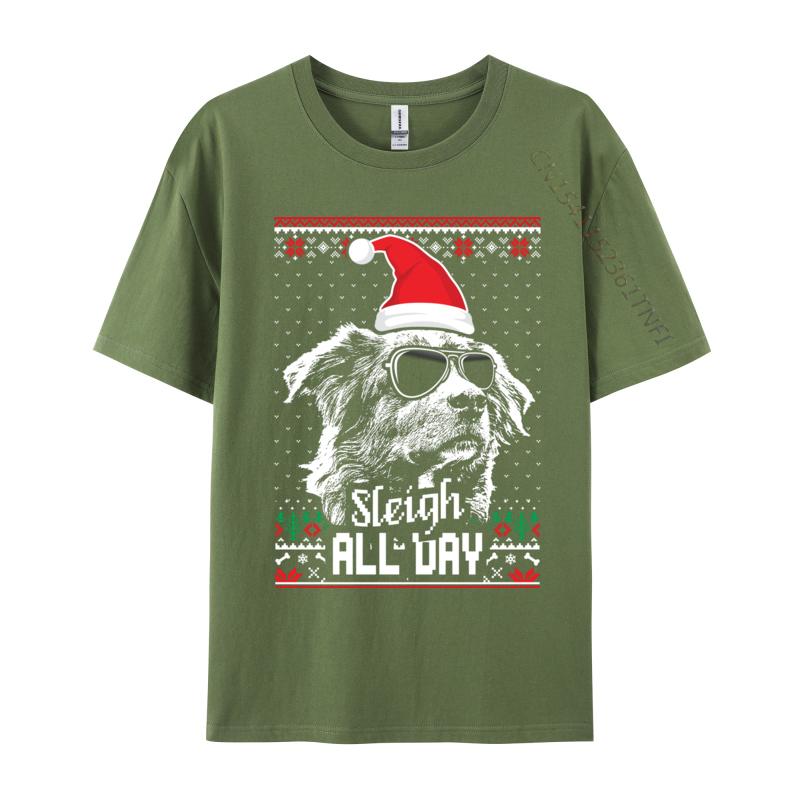 

Sleigh All Day Funny Australian Shepherd Christmas T-Shirt For Men Cotton T Shirt Puppy Goth Gothic Punk Tees Gift Idea Clothing 4XL