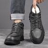 Men's 2025 Winter High-Top Cotton Leather Shoes - Warm, Non-Slip Casual Dad Shoes and Trendy Snow Boots.