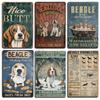 Beagle Hund Metallblechschild Platte Retro Kunst für Badezimmer Toilette Küche Sweet Home Shop Tierhandlung Bauernhaus Haus Zimmer Dekoration