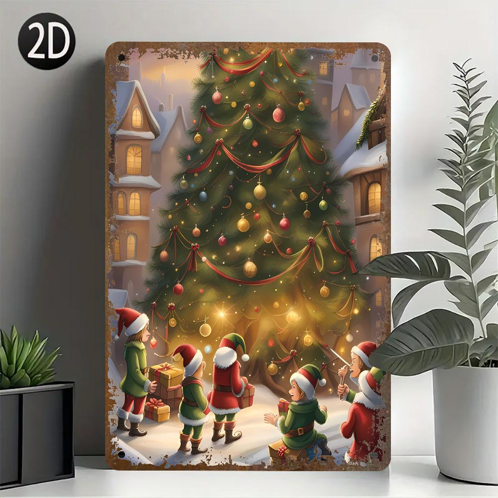 Vintage Santa Claus Metal Tin Signs Pcs Retro Iron Wall Art Plaques with Christmas Quotes Rustic Decor for Home Party