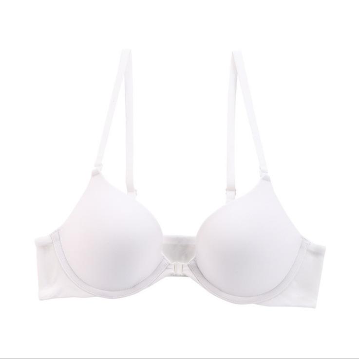 

Sexy glossy bra front buckle underwear women s ultra-thin small breasts gather and adjust soft steel ring bra bra 70A/32A білий