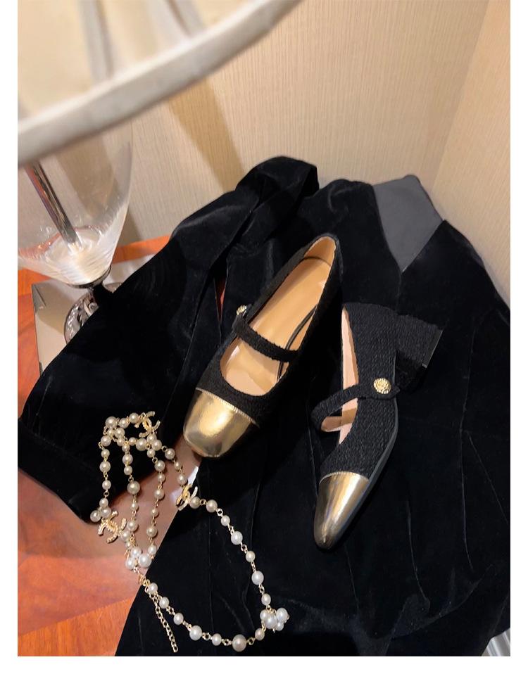 

Leather version Xiaoxiangfeng shoes woolen high heels women s one-button thick heel Mary Jane shoes versatile shoes light mouth single shoes 35