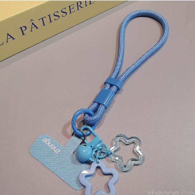 Women's Cotton Woven Phone Lanyard with Star Bell Charm and Dopamine Design