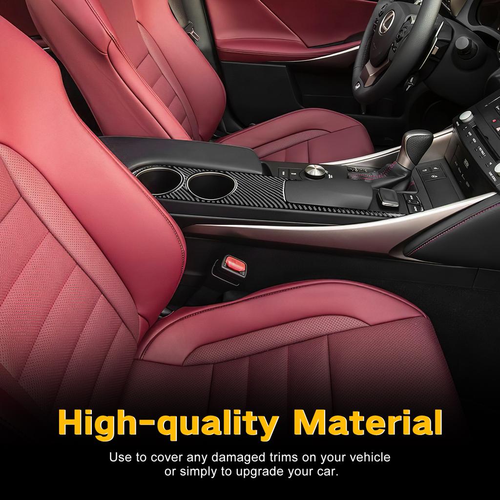 For Lexus IS 13-19 Carbon Central Air Vent Frame Gear Cup Holder Trim Anti Scratch Center Console Interior Decor Car Accessories