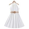 Barne Mote Halter Off-the-shoulder Prinsessekjole Sommer Jenter Søt Ermeløs Kjole