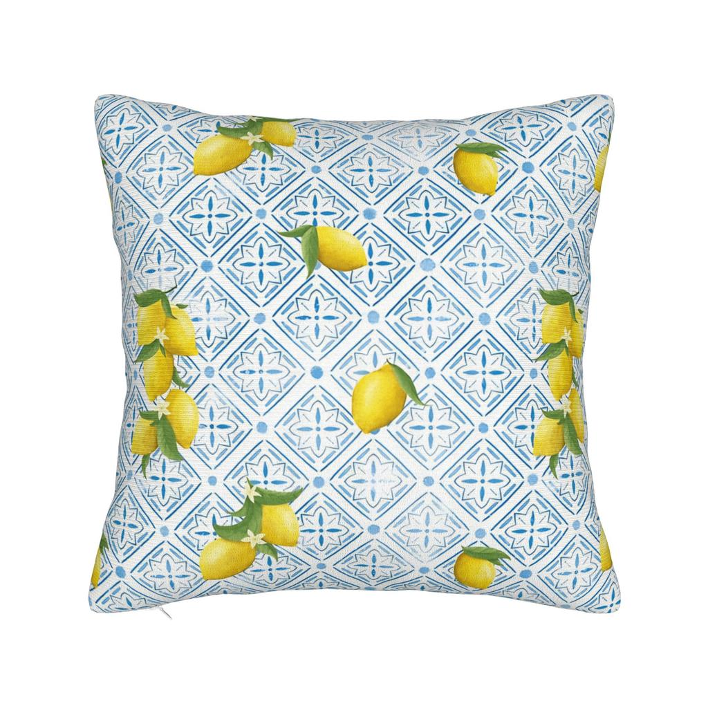 Lemon and Blue Pattern Pillow Case Soft Pillow Cover For Sofa Car Home Decor Novelty Cushion Cover
