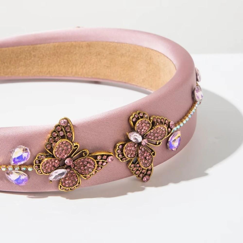 Court Style Hair Hoop Butterfly Rhinestone Wide Hairbands Baroque Headband  Women Hair Accessories