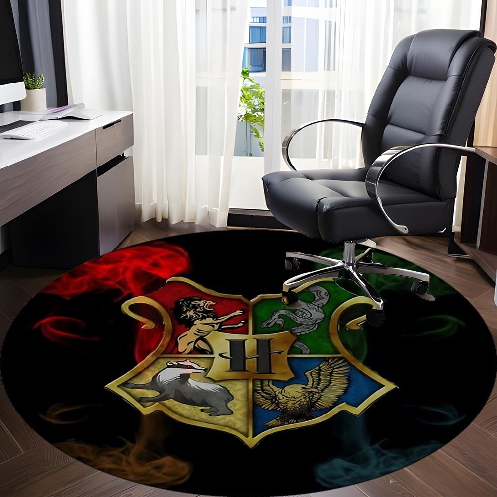 1pc Hogwarts Crest Carpet, Round Non-Slip Durable Large Size Office Carpet, Suitable for Office, Beautiful Decoration