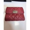 Used CHANEL Boy Chanel Tri-fold Wallet (Red)