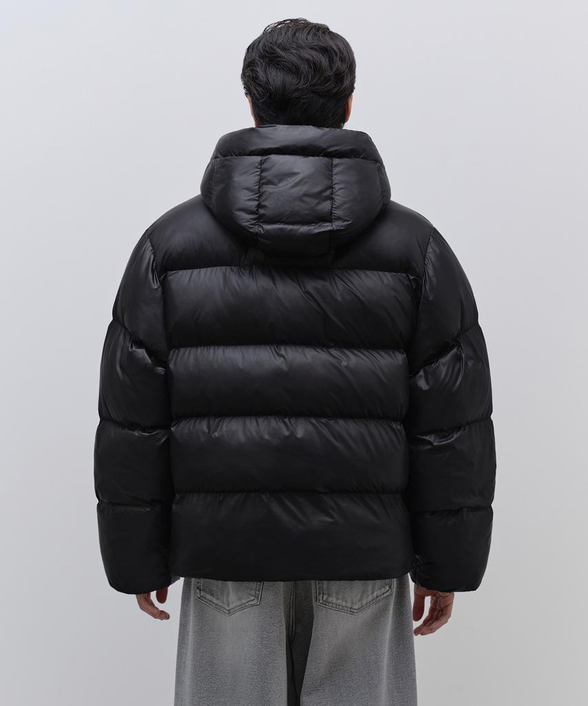 Musinsa Standard Glossy Ripstop Hooded Short Padded Jacket [Black]