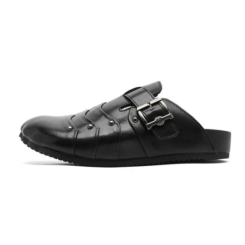 

Thick-soled one-pedal lazy men s and women s trendy baotou half-drag outer wear casual Boken shoes 950718-J 46 чёрный