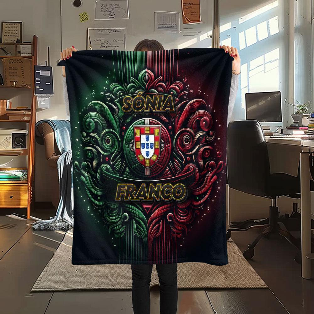 1PC Portugal National Football Team Patterned Flannel Blanket Suitable For All Seasons for Home Decor Warmth and Comfort Gifts Holiday Present