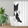Black & White Cat Shower Curtain – Tuxedo-Style Feline Art, Minimalist Bathroom Decor, Polyester, Includes Hooks