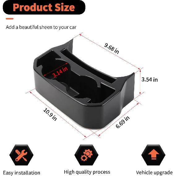 Rear Cup Holder for Jeep JL & JT,Rear Seat Storage Box Tray Organizer Floor Console Mounted Drink Holder Interior Accessories Compatible with Jeep