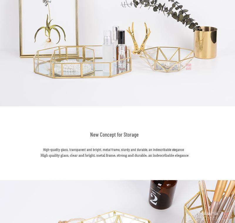 Elegant Glass Storage Box & Cosmetics Organizer Tray
