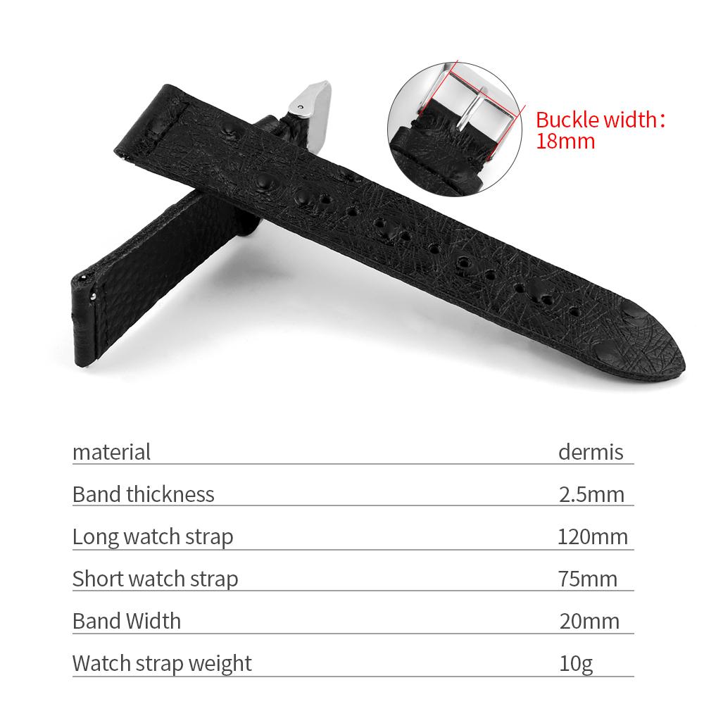 Ostrich Pattern Leather Quick Release Watchband 18mm 20mm 22mm Bracelet Genuine Leather Watch Strap Watch Accessories