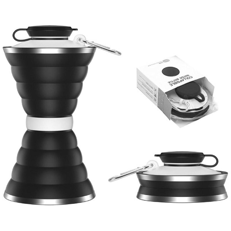 500mL New Portable Silicone Sports Foldable Water Bottle Soft Kettle Food Grade Silicone Folding Cup Water Drinking Bottle Cup