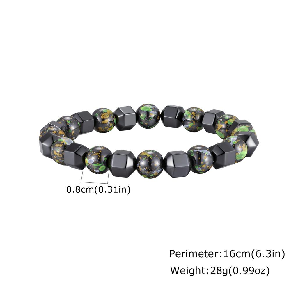 Xiaomi Vnox Natural Stone Beaded Bracelet for Men Women, Black Hematite Stretch Bangle Fashion Jewelry Gift for Him Her Daily Wear