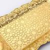 Rectangle-Carved Design Metal Cake Tray With Exquisite Plate Engraving Flower Golden Food Fruit Tray For Home Wedding Decoration
