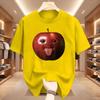 Funny Silly AI Apple Gen Z Meme BrainRot Humor Tongue Out T-shirt for Men T Shirts Crewneck Short Sleeve Tops
